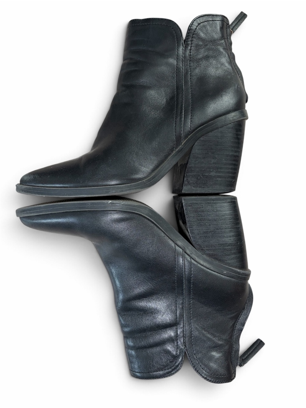 14th & Union Grier-Lea Black Leather Pointed Toe Ankle Boots Size 5.5